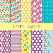 WYBXZ Easter Fabric Eggs Rabbits Printed Fabric, Easter Sewing Quilting Fabric, DIY Easter Themed Patchwork Bundles for Sewing Handicrafts Decorations Making